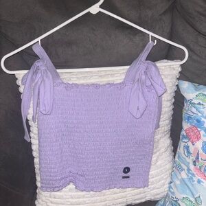 purple tie shoulder top